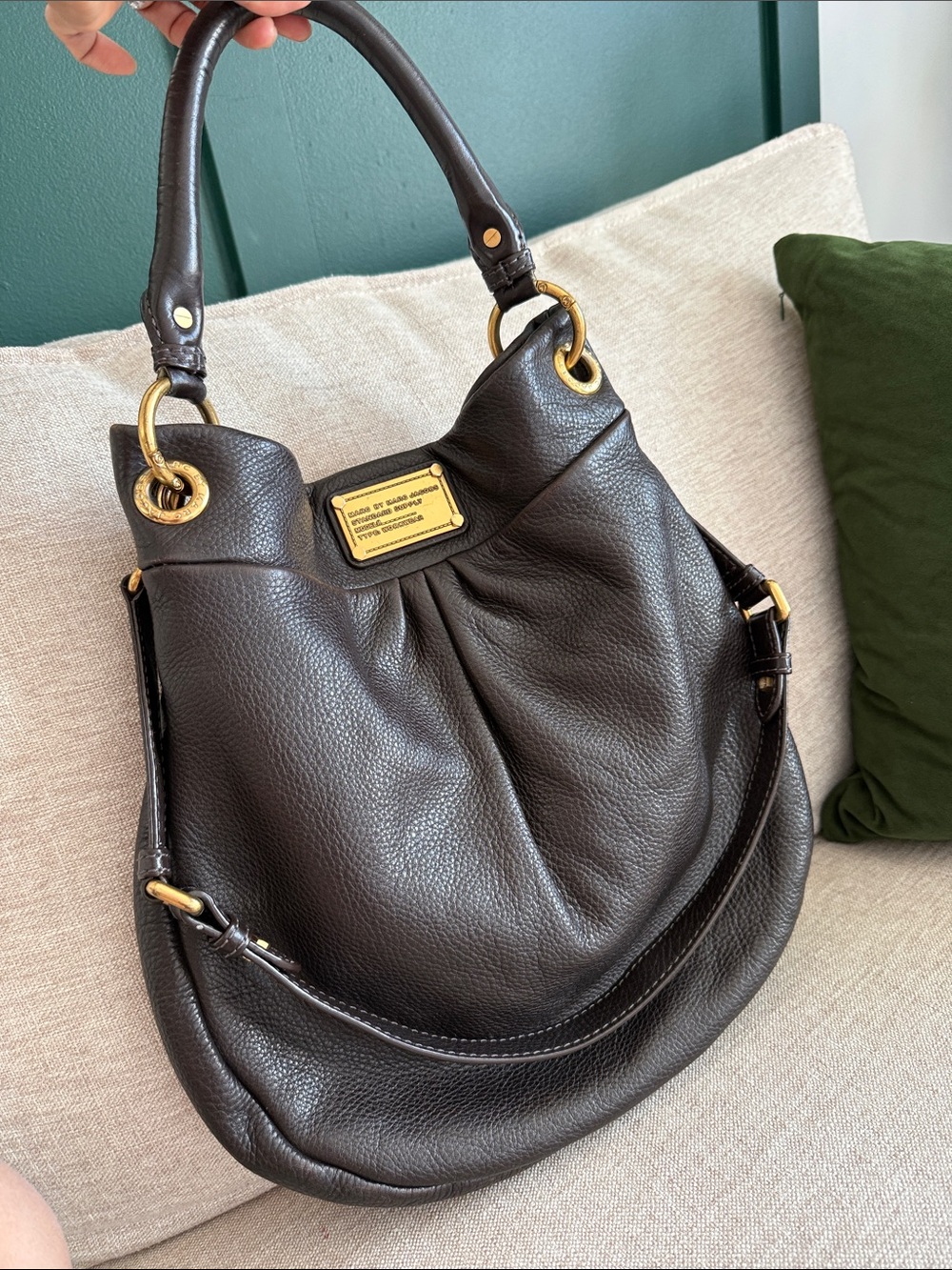 Marc By Marc Jacobs Hobo Dark Brown Pebbled Leather Shoulder Bag
